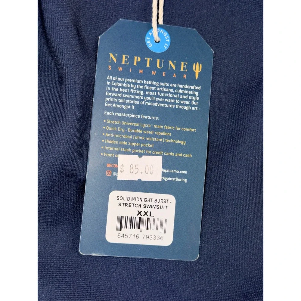 Baja Llama‎ 2XL Neptune Swim Trunks Mens XXL Navy Blue Board Shorts NWT